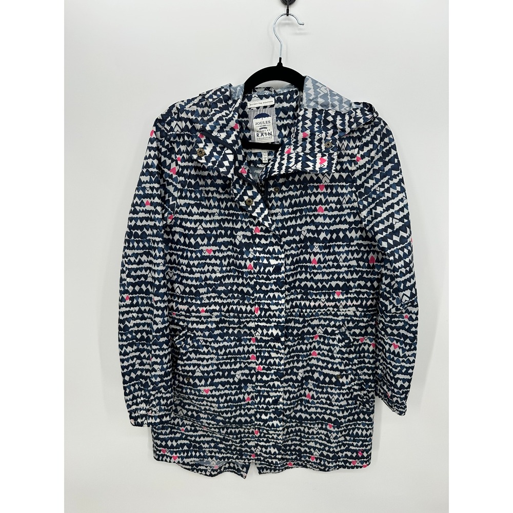 Joules Right As Rain Womens Hooded Waterproof Rain Jacket Heart Print US 4